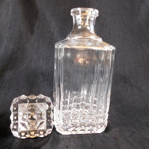 Square Decanter with Diamond Cut Detail and Matching Stopper # 23068 - Picture 2 of 4